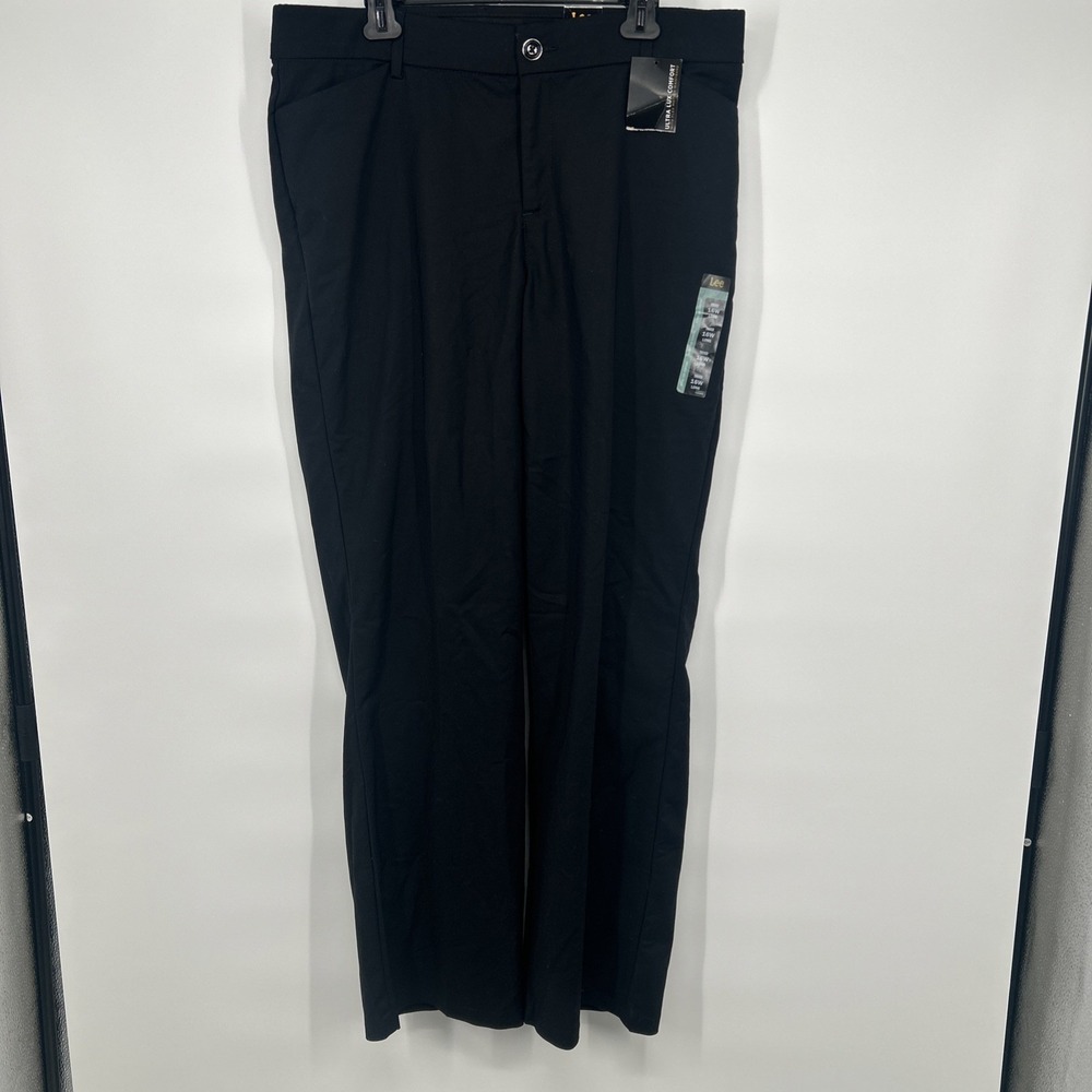 NWT Lee Regular Fit Mid-Rise Flex Motion Trouser Womens 16W Long Black Pants